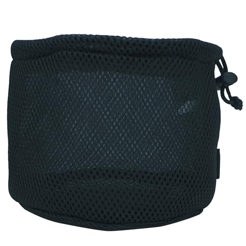 Chevnzev Bolsa multiusos con cordón para almacenamiento de macetas de camping al aire libre, organizador de vajilla de malla de nailon negro, fácil de usar, organizador de vajilla de camping, funda de