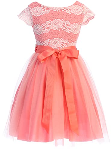 BNY Corner Floral Lace Top Tulle Flower Holiday Party Flower Girl Dress USA2