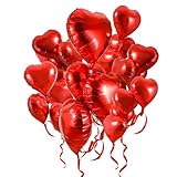 Valentine's Day Red Heart Balloons - PACK of 12-18inch Red Foil Ballon Heart Helium Balloons Wedding Happy Birthday Baloon Valentines Day Baby Shower Supplies