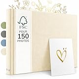 Zenacolor Album Photo Vierge   Albums photo 30x22cm Beige en Lin   Album photos 50 pages avec espace pour 150 photos