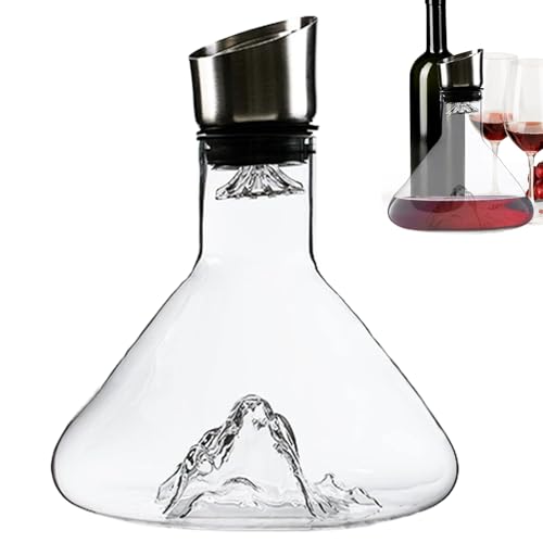 Red Wine Decanter, 1500ml Crystal Glass Wine Carafe with Dispenser, Wine Aerator, Wine Carafe Decanter with Stainless Steel Filter, Wine Aerator Decanter, Wine Accessories