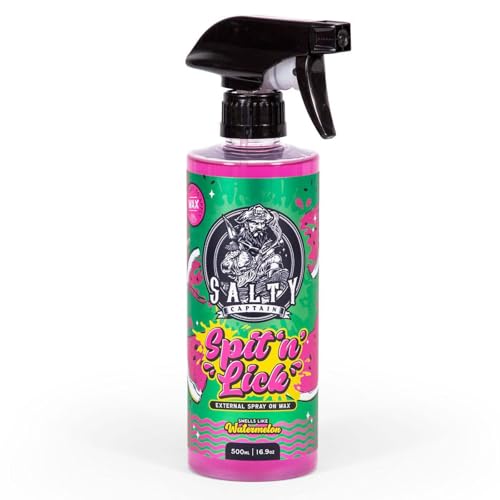 Salty Captain Spit & Lick Spray Wax Cleaner - (Juicy Watermelon Scent) Hydrophobic Automotive Car & Marine Boat Wax Polish | UV & Salt Protectant Marine Wax Sprayer for the Best Showroom Finish