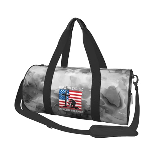 Stand for The Flag Kneel for The Cross Convertible Garment Bag with Shoulder Strap, Carry on Garment Duffel Bag for Men Women - Rolling Foldable for Travel Luggage Bags (Black)