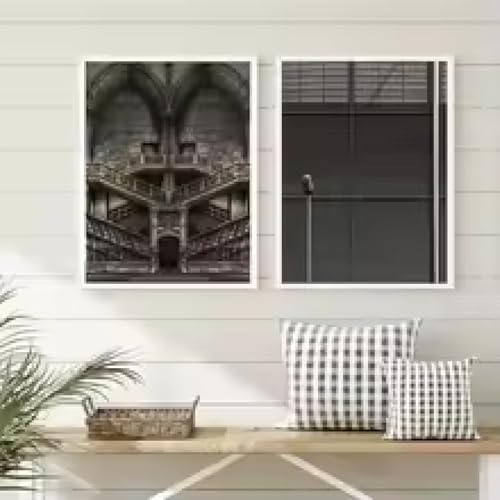 Impression sur toile d'architecture rétro XBTYKPB 30x50cm avec cadre