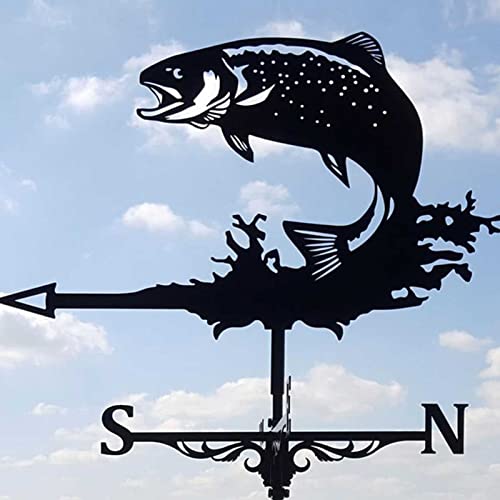 Juzi Store Safety Certification Fish Weathervanes, Fish Wind Direction Indicator, Stainless Steel Paint, Used For Garden Sign Roof Terrace Decoration #TOP3