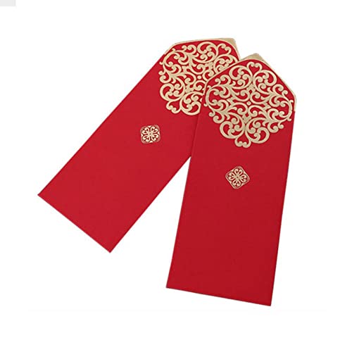 Tebinzi 10 enveloppes Rouges de Mariage PCs | Enveloppes Rouges de Mariage Chinois avec des Motifs dorés de Paquets Rouges,Paquet Rouge d'enveloppes de Cadeau d'argent Chanceux pour Le Nouvel an Cover