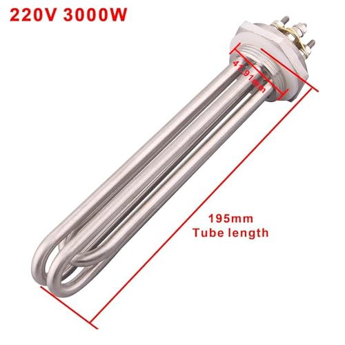 DERNORD 1-1/4 Zoll 220V 3000W Heizelement 3U Typ Elektrischer Brühwassererhitzer BSP Gewinde Edelstahlflansch