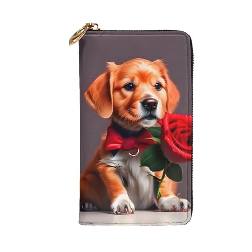 Gentleman-like dog Leather Long Wallet, 12 Credit Card Slots, 3 Cash Slots, Coin Compartment, Unisex2