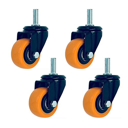 Roulettes Pivotantes à Tige M10 Tige Filetée Roulettes Pivotantes Résistantes Roulettes pour Meubles Industrielle pour Chariot à Roulettes Meubles de Palettes(4 Roulettes sans Freins) Cover