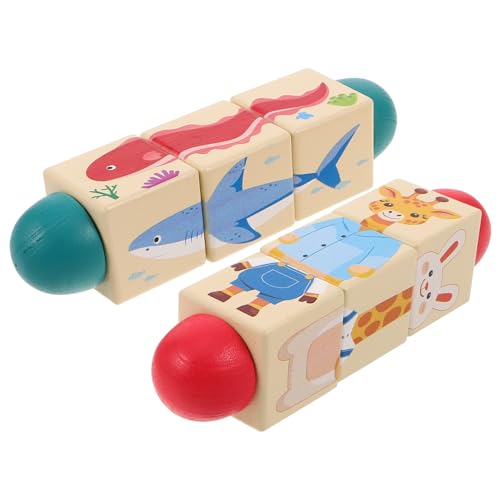 Mikinona 2 Stück Rotierende Spielzeuge Kleine Tieraktivitätsspielzeug Kleinkindtier Tier Rotierendes Spin Kindertierpuzzle Früherziehung Puzzlespielzeug Holz