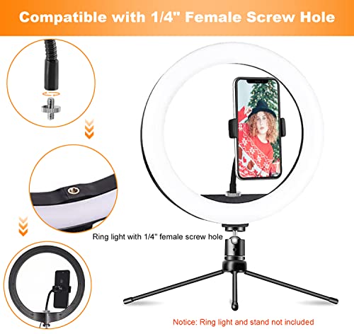 Jctriway Ring Light Phone Holder Universal Phone Holder For Ring Light With 1/4 And Hot Shoe Adapter, Flexible Phone Mount For Ring Light And Tripod Stand #TOP3