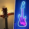 CoolGift Mart Guitar Decor, Pack of 2, Guitar Wall Mount Stand with LED Lights + Dimmable Electric Guitar Neon Light, USB Powered, Gift for Men, Guitar Players, Music Lovers, Man Cave
