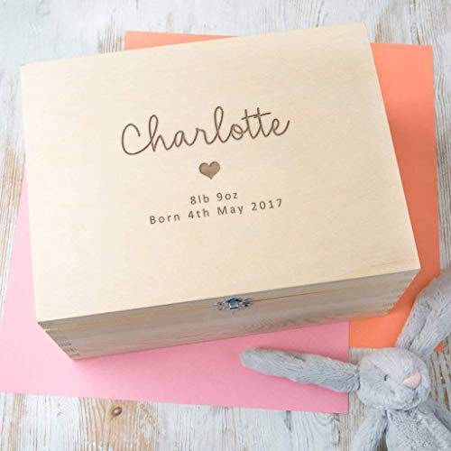 Personalized Baby Keepsake Box - Newborn Baby Girl Gifts - New Mom Present - Valentine\'s Day Gift For Baby - Baby Shower Gift for New Parents - Baby Memory Box