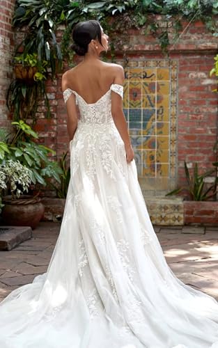 Mermaid Wedding Dresses for Bride Lace Appliques Bridal Gowns for Women Glitter Tulle Off Shoulder Bride Dress2