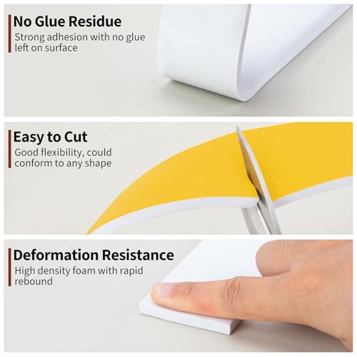 Image of Yotache White Foam Weather Stripping 2 inch x1 /4 inch, Total 13 Ft Long