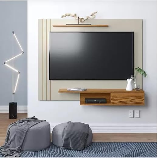 Painel Para TVs de Até 43 Polegadas Otto com Prateleiras - V&G Móveis - (Off white/freijó)