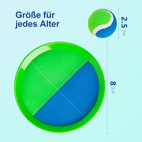 Klettballspiel Inpodak für Kinder – Wurfspiel mit 2 Schlägern und 2 Bällen
