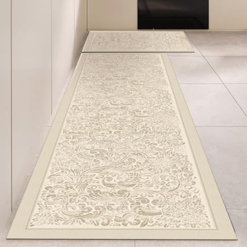 Alfombra cocina 40x120cm antifatiga de vinilo beige resistente al aceite 2