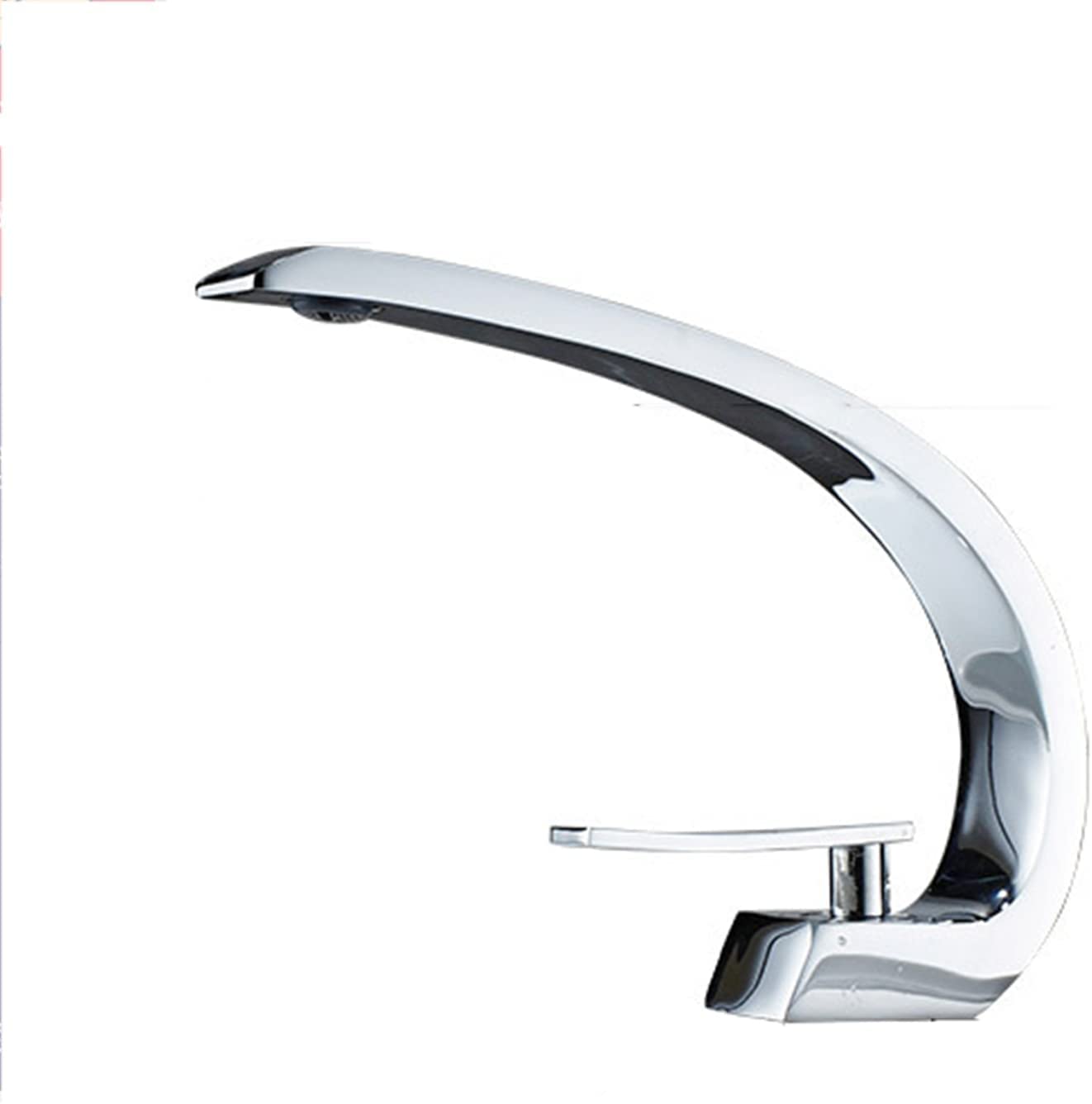 Ksunun Grifo de baño con caño de cascada de arco alto Grifo de lavabo de baño de latón Grifo mezclador de lavabo de agua fría y caliente Grifo aireador Grifo de lavabo Grifo monomando para lavabo de