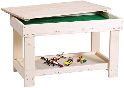 Youhi Kids Activity Table With Board For Bricks Activity Play Table (Wood Color)