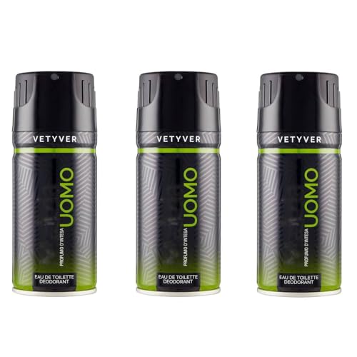 Vetiver Herren-Deodorant Spray mit Duft von Vetiver 150 ml (3 Stück)