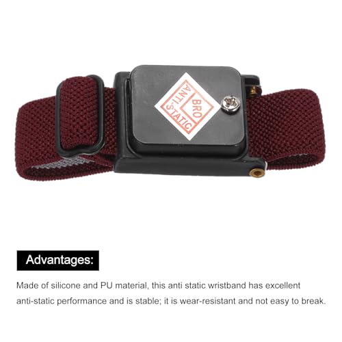 Image of MECCANIXITY 2pcs Anti Static Wrist Strap, ESD Antistatic Bracelet Adjustable Cordless with Spare Bracelet for Computer Electronics Repair Black Rose Red