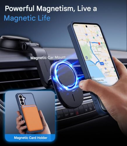 Image of Elzzi Magnetic Guard Case for Samsung Galaxy A37 5G [MagSafe Compatible] Translucent Matte Hard PC + TPU Hybrid Slim Shockproof Anti-Scratch Protective Cover, Navy