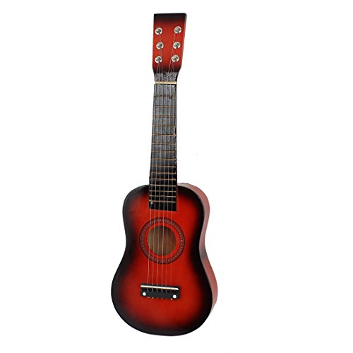 Ruilogod Holz 6 Saiten Akustische Ukulele Mini Gitarre 23-Zoll-Länge Rot Schwarz Cover