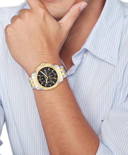 Image of Tommy Hilfiger Men's Two-Tone Stainless Steel & Goldtone Bracelet Watch, 22 mm
