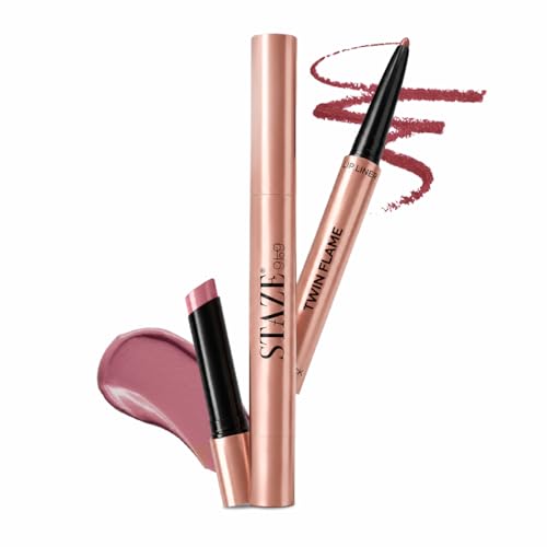 Image of Staze Twin Flame 2-in-1 Lipstick + Lip Liner Duo | High-shine Long Lasting Glossy Lipstick | Smooth Transfer-proof Matte Lip Liner | Perfectly Complementing Lip Combo | 02 Soft Launch | 2g