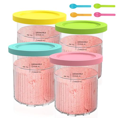 Hejo 4 Stück Behälter für Ninja Creami Deluxe Pints 680 ml Eisbehälter für NC500 NC501-Serie Eiscreme Behälte mit Deckel für Ninja Eismaschine Zubehör für NinjaCreami Ice Cream