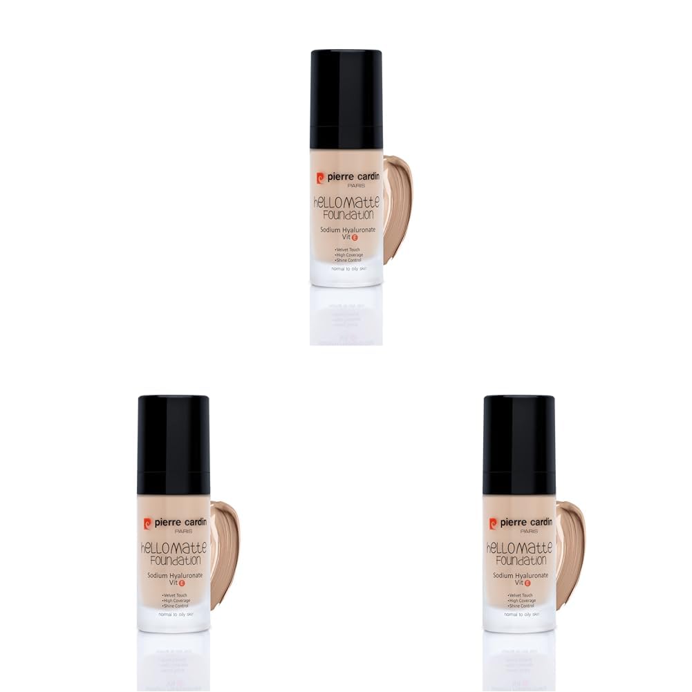 Pierre Cardin Hello Matte Yüksek Kapatıcı Etkili Mat Fondöten Sun Beige (3 paketi)