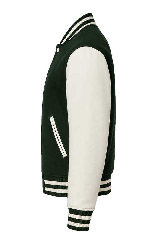 Image of Koverify Cotton Blend Standard Length Long Sleeves Winter Wear Solid Varsity Jacket For Men