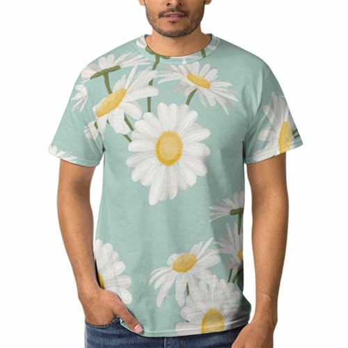 Chemise Tshirt Fleurs Blanches Homme - T-Shirts à Col Rond aux Finitions Premium