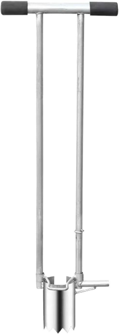 Soil Sampler Probe Seedling Transplanter Versatile Hole Puncher Garden Hole Digger, Stainless Steel, 8cm Diameter