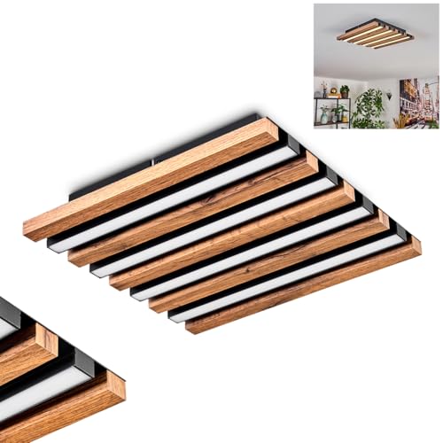 HOFSTEIN LED Deckenleuchte Tandragee, Deckenpanel aus Metall/MDF/Kunststoff in Schwarz/Holzoptik/Weiß, 15 Watt, 3000 Kelvin, Deckenlampe für Schlafzimmer, Esszimmer, Wohnzimmer, Küche, Flur HOFSTEIN LED Deckenleuchte Tandragee, Deckenpanel aus Metall/MDF/Kunststoff in Schwarz/Holzoptik/Weiß, 15 Watt, 3000 Kelvin, Deckenlampe für Schlafzimmer, Esszimmer, Wohnzimmer, Küche, Flur