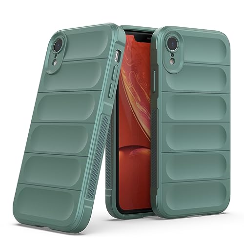 Image of Amazon Brand - Solimo Mobile Cover for Apple iPhone XR | Full Camera Protection | Liquid Silicon Case | Flexible Bumper Case for Apple iPhone XR (Green)