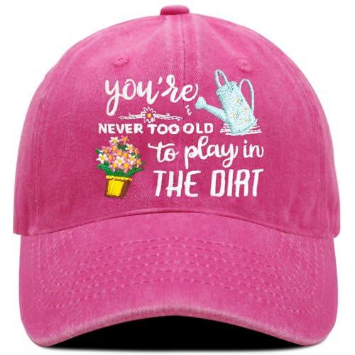Didirlao Gardening Hat for Gardening Gifts for Women - Adjustable Embroidered Cotton Baseball Cap for Grandma or Wifey Mom Retirement Gifts Pink
