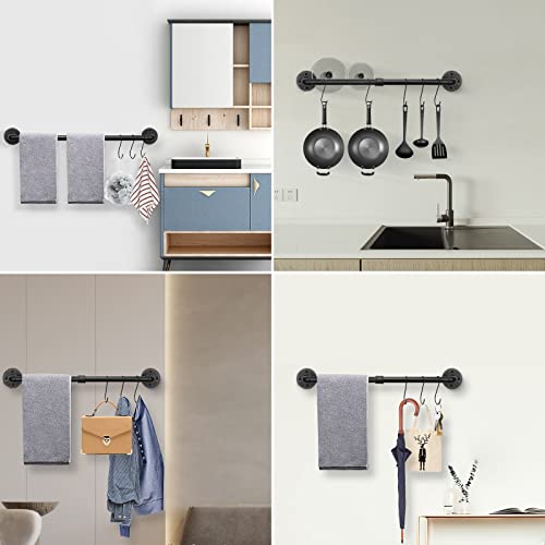 Livabber Industrial Pipe Towel Bar, Rustic Iron Decor Bathroom Hardware Towel Bar Accessory, Heavy Duty Wall Mounted Bath Towel Rack Holder, Black (28 Inch) #TOP4