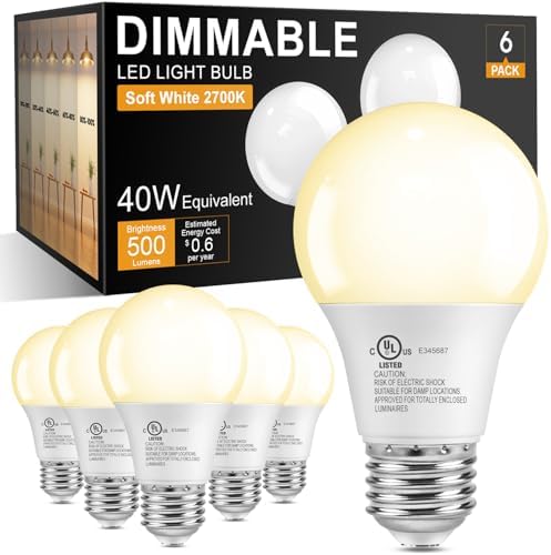 TJOY Dimmable LED Light Bulbs 40W Eq,2700K Soft Warm White,A19 St...