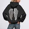 Womens Sequin Angel Wings Hoodies Y2k Graphic Oversized Hooded Sweatshirt Long Sleeve Winter Clothing Black #1