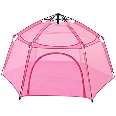 Alvantor Kids Tents Pop Up Play Tent Indoor Outdoor Playhouse for Babies Toddlers Children Camping Playground Playpen Play Yard 7'x7'x44"H Pink Patent Cover