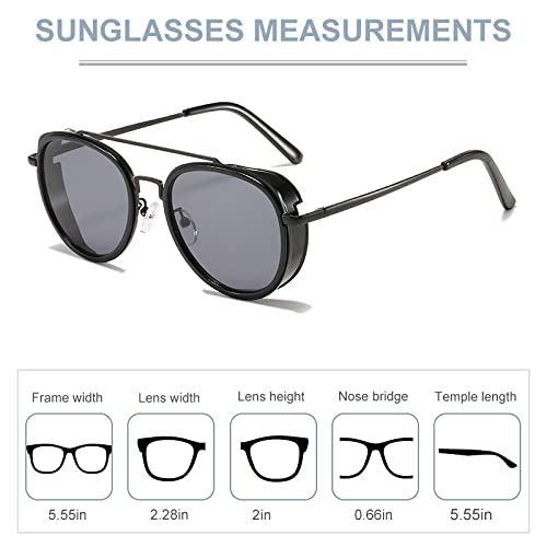 OWOISS-Round Metal Steampunk Sunglasses Women Men Driving Sun Glasses Mirror UV400 Eyewear3