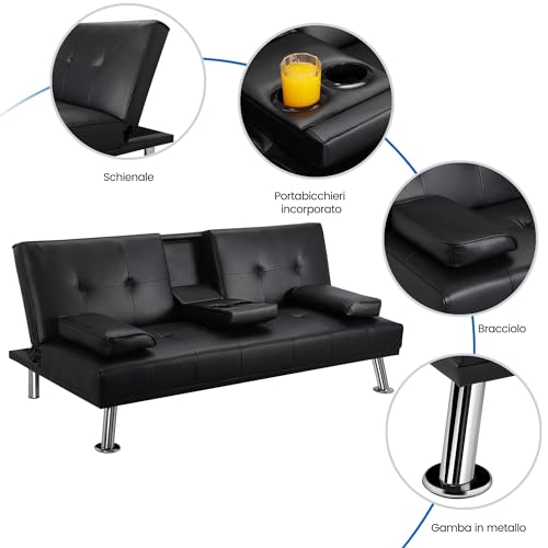 Yaheetech Divano Letto con 2 Cuscini Mobile in