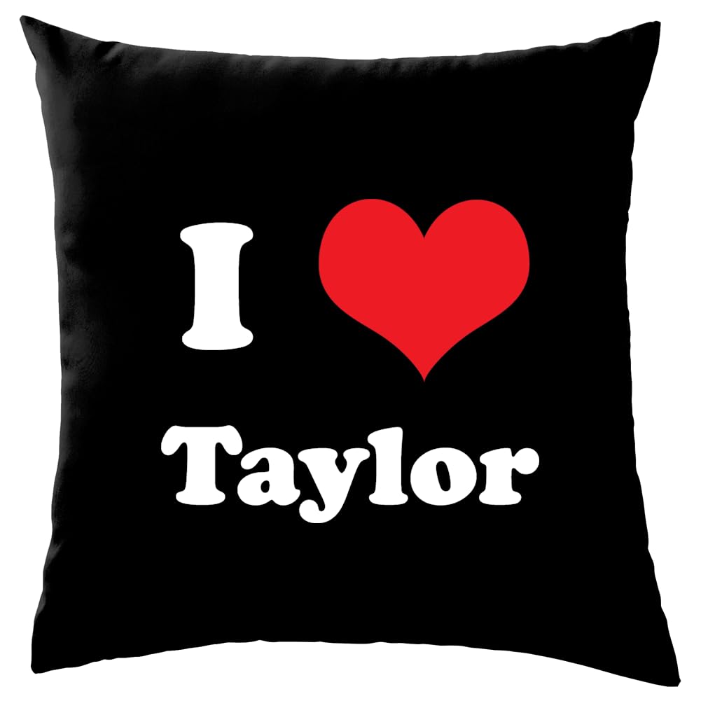 Dressdown I Love Taylor - Cushion/Pillow (with Insert) - 41 x 41cm (16)" - Black - One Size