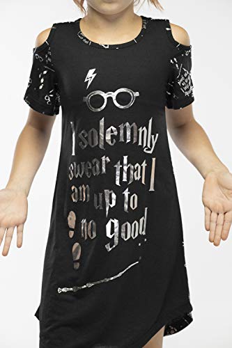 Intimo Big Girls Harry Potter I Solemnly Swear Shoulder Cut Out Nightgown (Large 10/12) Black #TOP4