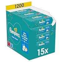 Pampers Fresh Clean Feuchttücher 15 Packungen mit 80 Stück, 1200 Feuchttücher, milder Duft, auch für Hände und Gesicht geeignet