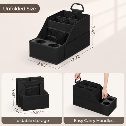 12 Pack Car Seat Organizer with Metal-Reinforced Cup Holders, 12 Storage Compartments Backseat Car Organizer, Travel Essentials for Kids Toys & Snacks, Non-Slip Seat Storage for SUV, Truck, Black by CROS - Image 4