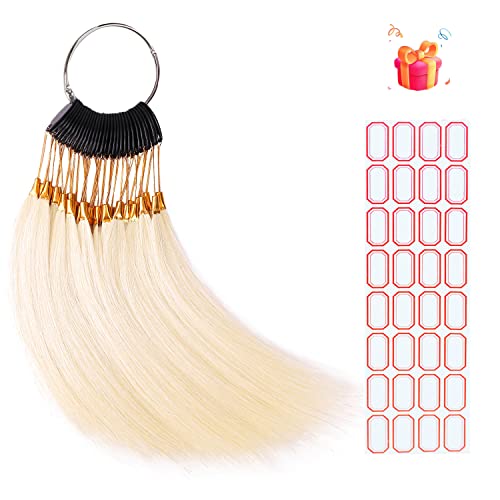 Hair Swatches for Testing Color - 100% Human Hair Swatches Testing Color Rings for Salon, Hair Color Swatch Ring, Human Hair Color Ring Samples (8 inch, Lightest Blonde, 30pcs/pack)