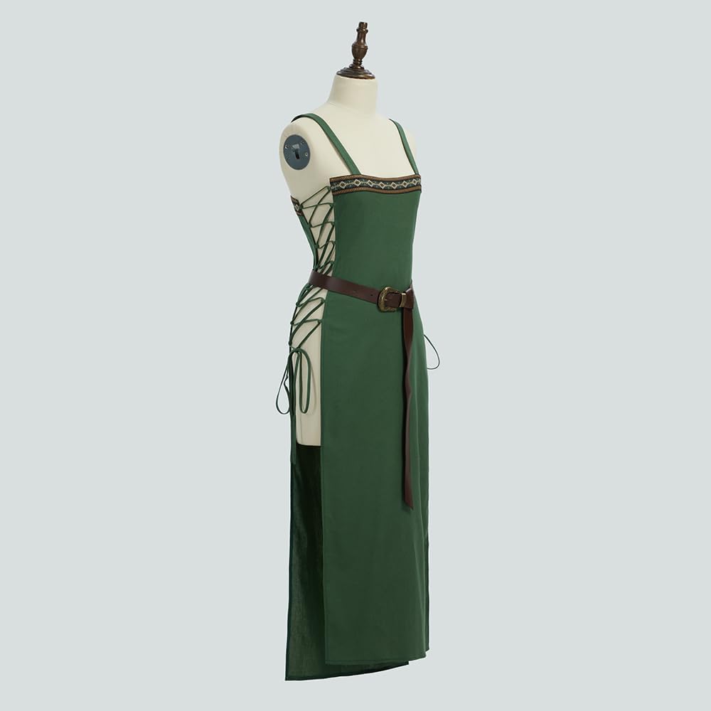 miccostumes Women's Viking Apron Medieval Strappy Over Dress with Belt - Image 6